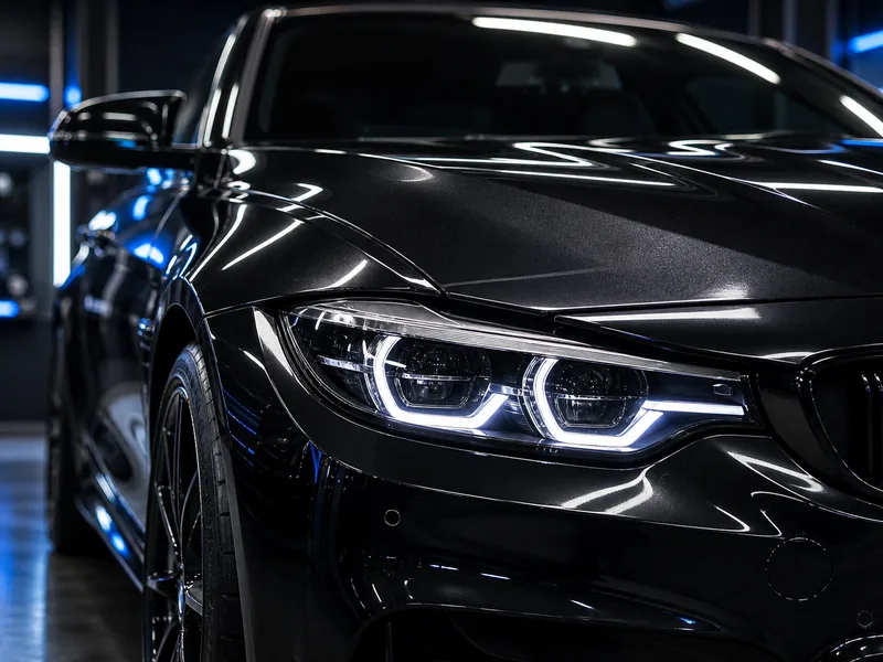 Glossy vehicle headlight and paint protection detail